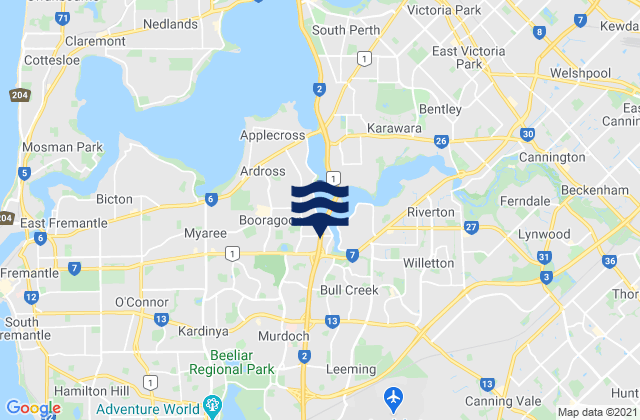 City of Cockburn, Australiaの潮見表地図