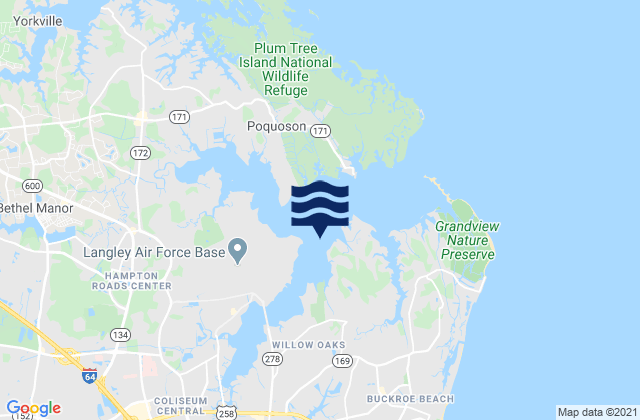 City of Hampton, United Statesの潮見表地図