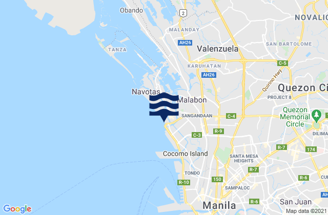 City of Malabon, Philippinesの潮見表地図