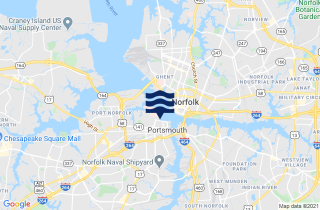 City of Portsmouth, United Statesの潮見表地図