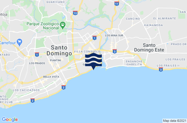 Ciudad Nueva, Dominican Republicの潮見表地図