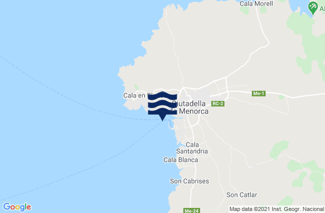 Ciudadela de Menorca, Spainの潮見表地図