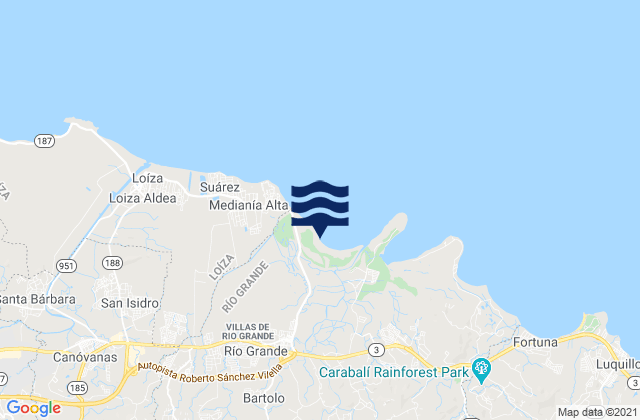 Ciénaga Baja Barrio, Puerto Ricoの潮見表地図