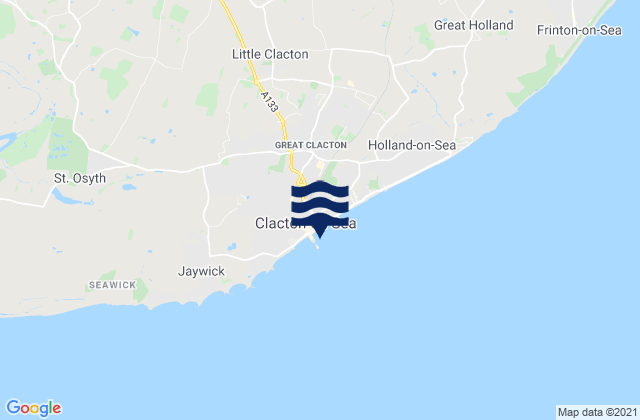 Clacton-on-Sea, United Kingdomの潮見表地図