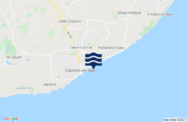 Clacton Beach, United Kingdomの潮見表地図