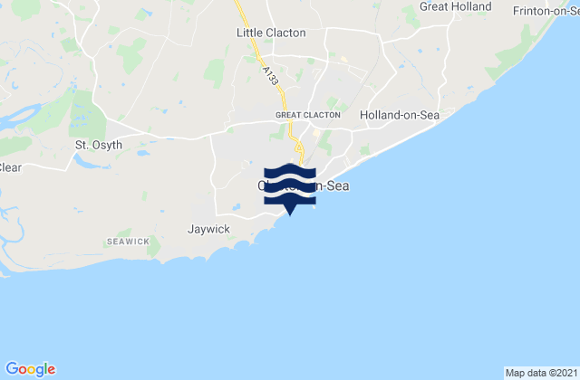 Clacton West and Martello Bay Beach, United Kingdomの潮見表地図