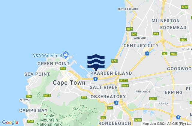 Claremont, South Africaの潮見表地図