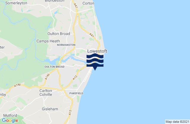 Claremont Pier (North) Beach, United Kingdomの潮見表地図
