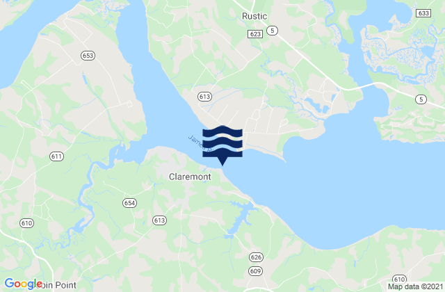 Claremont, United Statesの潮見表地図