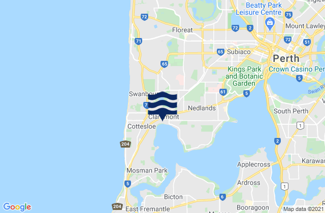 Claremont, Australiaの潮見表地図