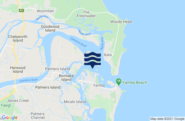 Clarence River, Australiaの潮見表地図