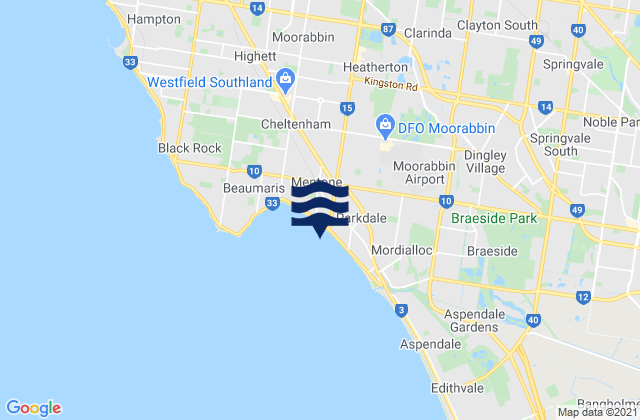 Clarinda, Australiaの潮見表地図