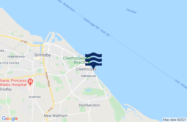 Cleethorpes Beach, United Kingdomの潮見表地図