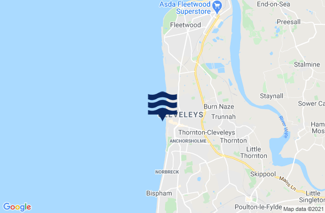 Cleveleys Beach, United Kingdomの潮見表地図