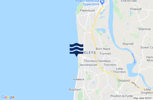 Cleveleys, United Kingdomの潮見表地図