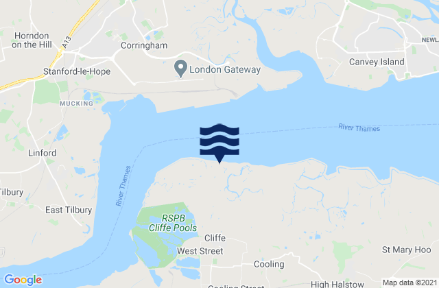 Cliffe, United Kingdomの潮見表地図