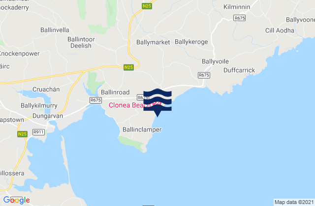 Clonea Bay, Irelandの潮見表地図