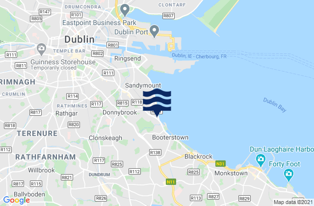 Clonskeagh, Irelandの潮見表地図