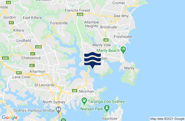 Clontarf Beach, Australiaの潮見表地図