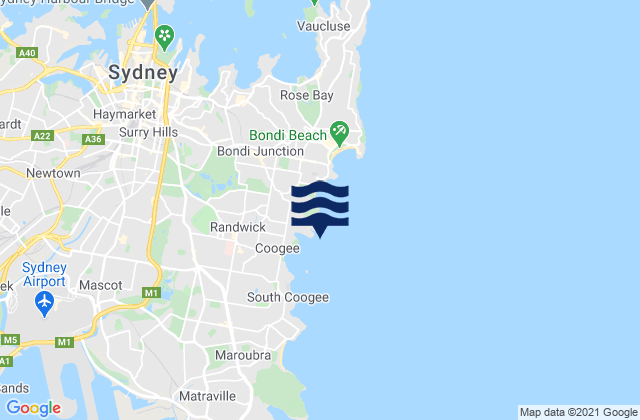 Clovelly Bay, Australiaの潮見表地図