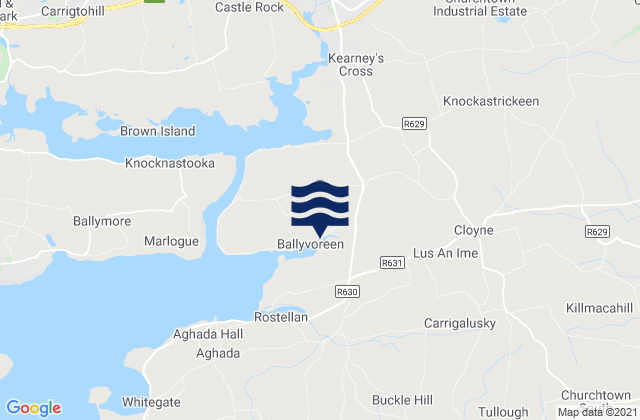 Cloyne, Irelandの潮見表地図