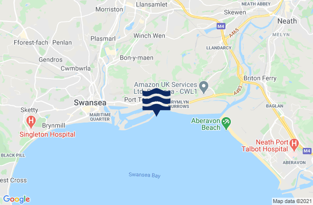 Clydach, United Kingdomの潮見表地図
