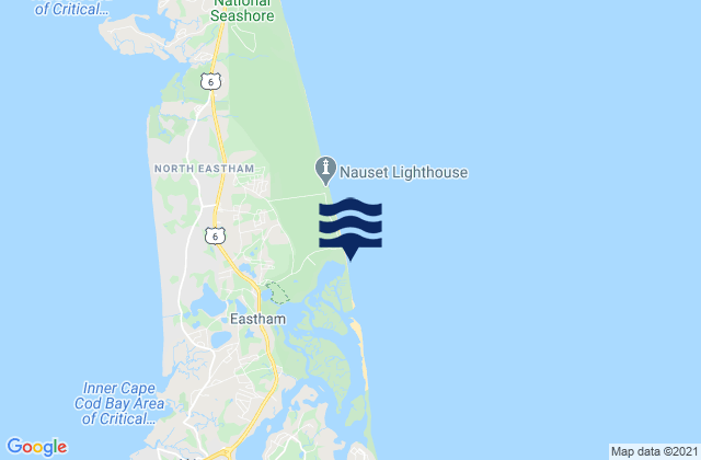 Coast Guard Beach Cape Cod National Seashore Eastham, United Statesの潮見表地図