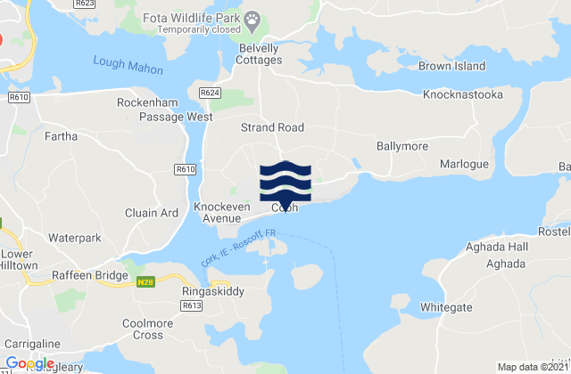 Cobh, Irelandの潮見表地図