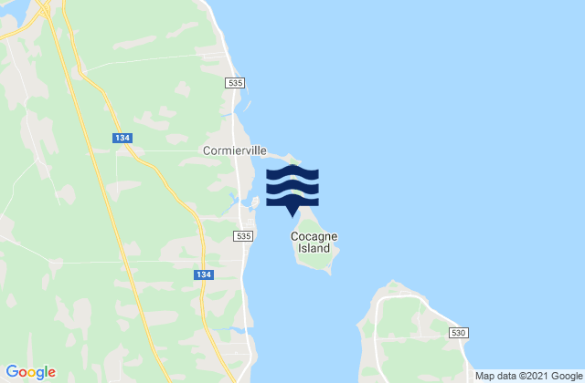 Cocagne Island, Canadaの潮見表地図