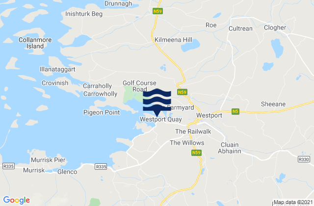 Cock Island, Irelandの潮見表地図