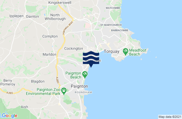 Cockington, United Kingdomの潮見表地図