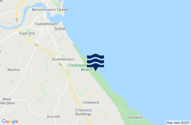 Cocklawburn Beach, United Kingdomの潮見表地図