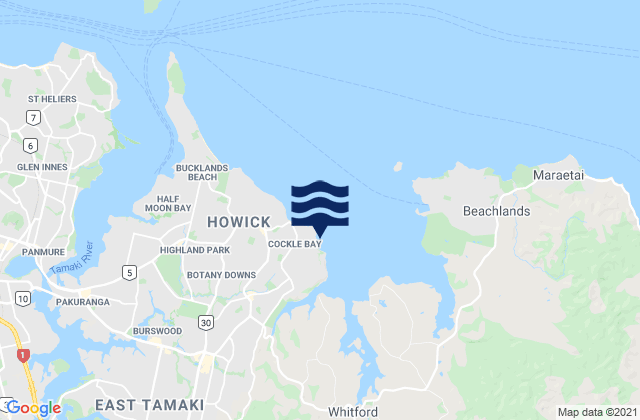Cockle Bay, New Zealandの潮見表地図