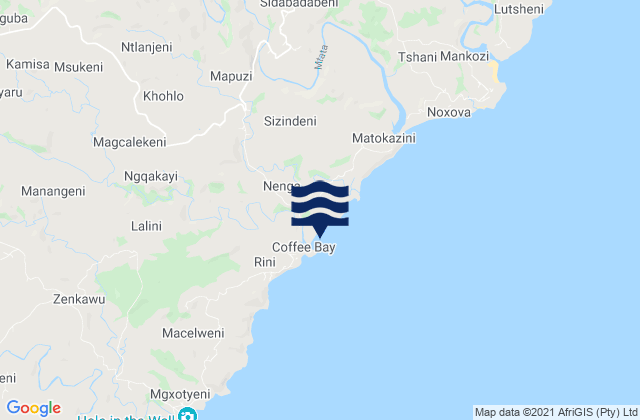CoffeeBayBeach, South Africaの潮見表地図