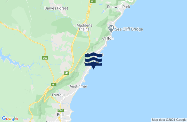 Coledale Beach, Australiaの潮見表地図