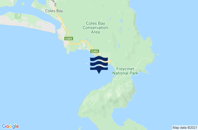 Coles Bay, Australiaの潮見表地図