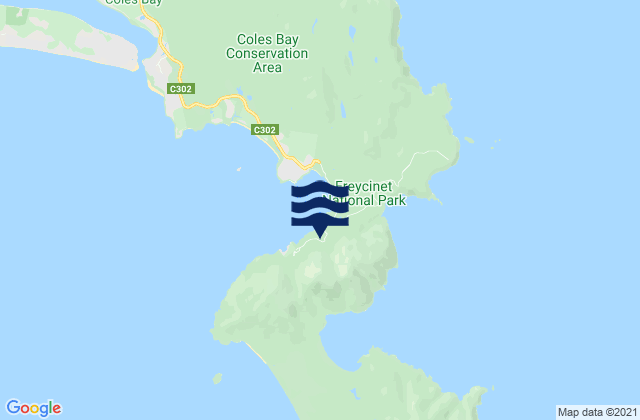 Coles Bay, Australiaの潮見表地図
