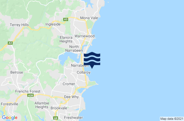 Collaroy Beach, Australiaの潮見表地図