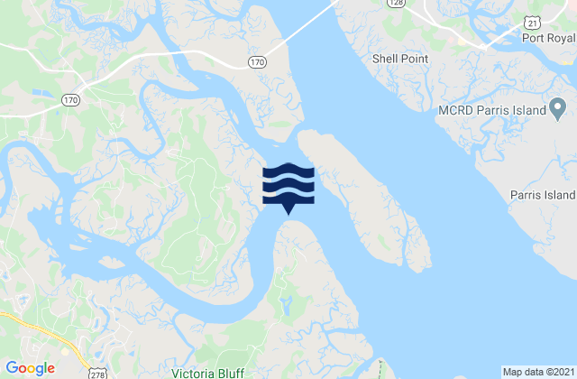 Colleton River Entrance, United Statesの潮見表地図
