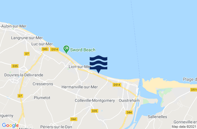 Colleville-Montgomery, Franceの潮見表地図