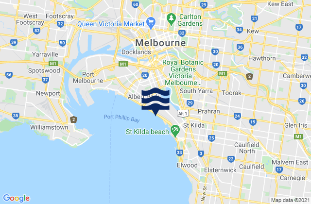 Collingwood, Australiaの潮見表地図