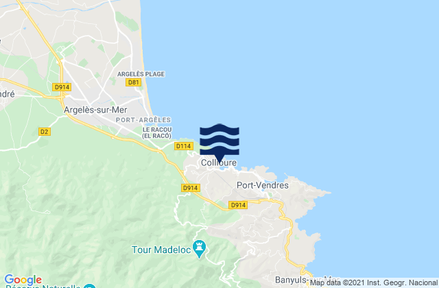 Collioure, Franceの潮見表地図