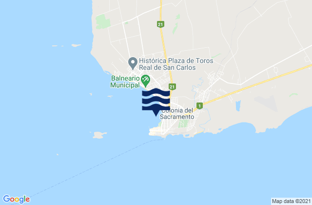 Colonia del Sacramento, Uruguayの潮見表地図