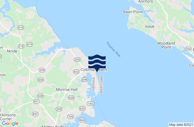 Colonial Beach Va, United Statesの潮見表地図
