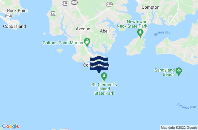 Colton's Point, United Statesの潮見表地図
