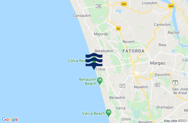Colva, Indiaの潮見表地図