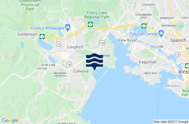 Colwood, Canadaの潮見表地図