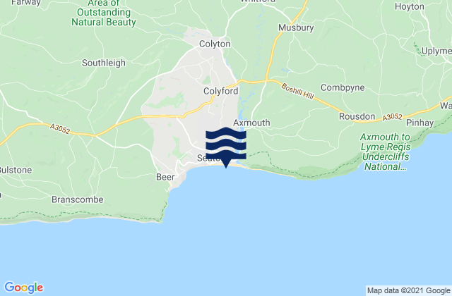 Colyton, United Kingdomの潮見表地図