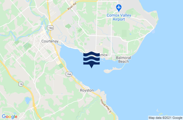 Comox Harbour, Canadaの潮見表地図