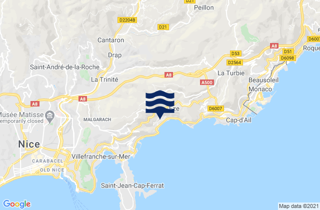 Contes, Franceの潮見表地図